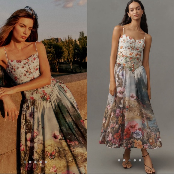 Anthropologie Dresses & Skirts - The Muse Basque Waist midi dress